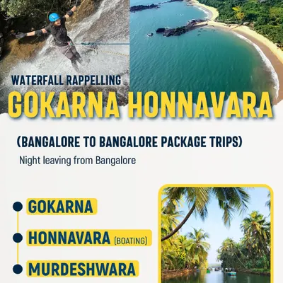 My Gokarna and Honnavara package is the ultimate coastal adventure. It includes everything from waterfall rappelling and beach treks to serene backwater boating.