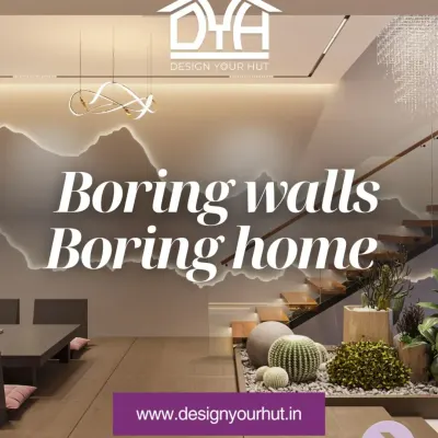 Boring walls make for a boring home. This image shows how a feature wall with a mountain mural and interesting textures can become the focal point of a room, proving that your walls should have as much personality as your furniture.
