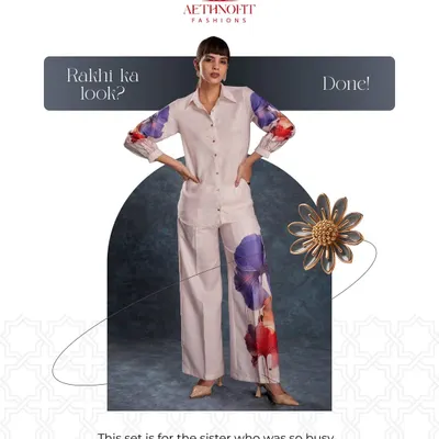 Rakhi ka look? Done! This floral print co-ord set is for the sister who was busy buying gifts for her bro but didn't forget to slay her own look.