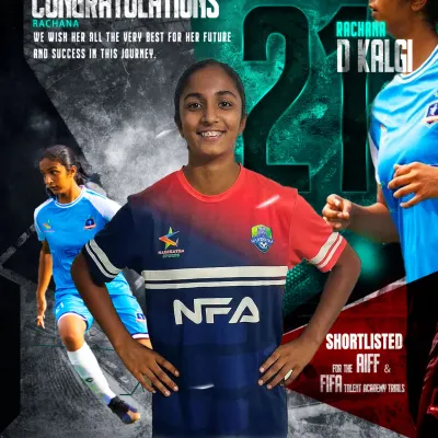A proud moment for our academy. Our player, Rachana, was shortlisted for the AIFF & FIFA Talent Academy Trials, showcasing the elite pathway we provide for dedicated female athletes.