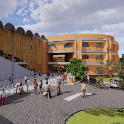 These renderings show the overall architectural vision for Urban Gurukul in Bangalore. The design uses organic forms and natural materials to create a K-12 school that feels rooted in its cultural heritage while providing modern, flexible learning spaces for students.