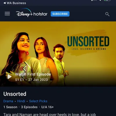 The official landing page for 'UNSORTED' on Disney+ Hotstar. Seeing my work on a major streaming platform was a proud moment and the culmination of months of creative effort.