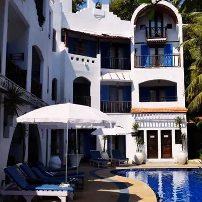 The stunning architecture and poolside of a luxury resort in Goa. I select venues that offer both beauty and comfort for a premium offsite experience.