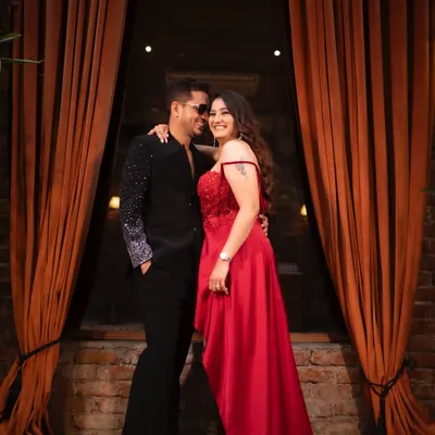 Serving looks for a cocktail night! This bride is absolutely glowing in her stunning red gown. I created a soft glam makeup look with defined eyes and radiant skin to complete her elegant ensemble.