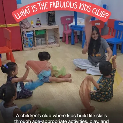 We are a children's club where kids build essential life skills through age-appropriate activities and guided play. In this session, children are using colorful scarves for a sensory activity, learning in a comfortable, pressure-free environment.