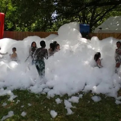 Kids love playing in the mountains of foam at my foam parties. I use skin-safe foam and can set it up in your backyard or any suitable outdoor space for a day of bubbly fun.