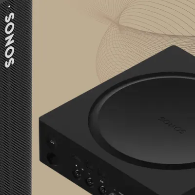 We create whole-home audio systems using premium Sonos components. The Sonos ecosystem, including speakers and amplifiers like the Sonos Port shown here, delivers rich, room-filling sound that can be controlled from a single app.