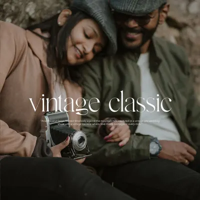 A vintage classic theme for Ananthu and Sarga's pre-wedding shoot. The old-world charm of the setting and their classic attire create a feeling of timeless romance.