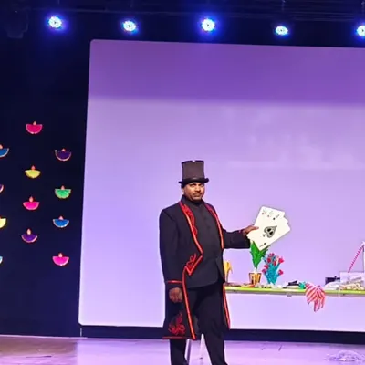 A classic card trick, but made for the stage. This illusion is perfect for engaging a large audience during a formal corporate show or annual day celebration.