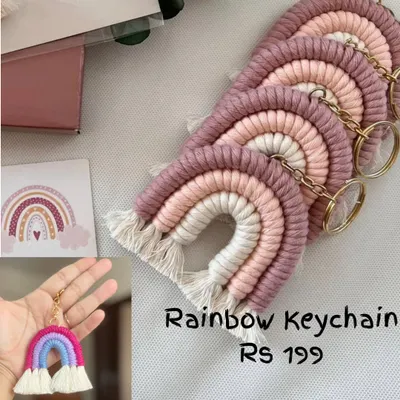 My rainbow macrame keychains are a bestseller! They are so cheerful and can be customized in your favorite color combinations. Perfect for kids and adults alike.