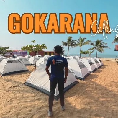 Gokarna is calling. This is the view that greets you at our beach campsite, with tents lined up on the sand, ready for a night under the stars.