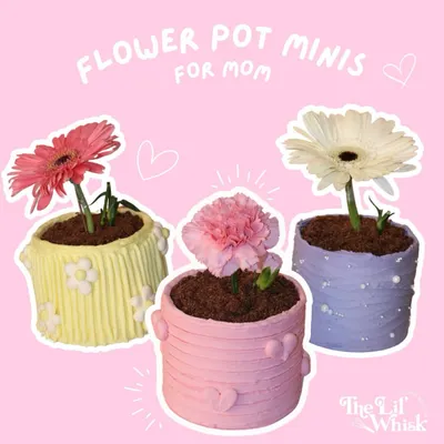 Our adorable Flower Pot Mini Cakes created for Mother's Day. These edible bouquets are the perfect way to show your love with flowers she can actually eat.