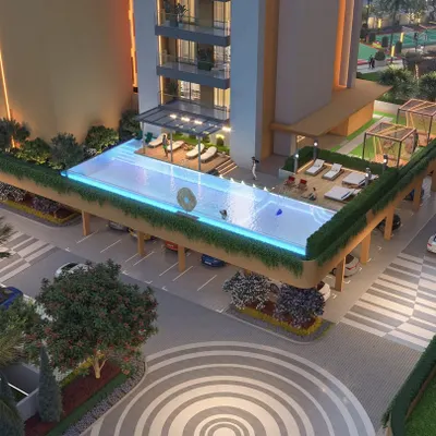For the Gulnaar Zenium housing project, I designed this elevated infinity pool as a central community feature. It demonstrates my approach to integrating modern, high-impact amenities that enhance lifestyle and create a sense of exclusive comfort for residents.
