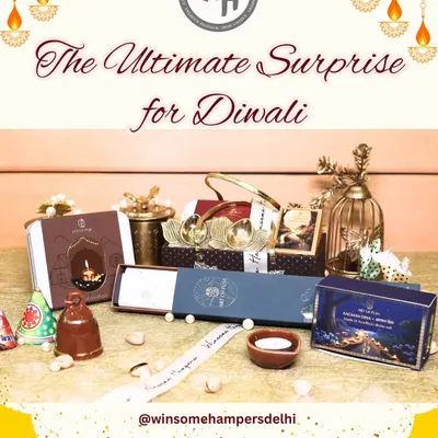 The ultimate surprise for Diwali. This festive hamper, created in collaboration with Art of Puja, is filled with premium essentials, including decorative diyas, incense, and gourmet snacks.