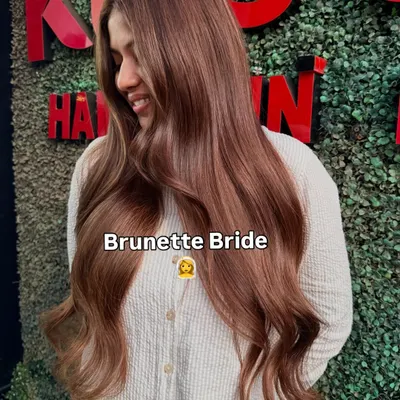 Presenting our beautiful brunette bride. She is ready for her wedding festivities with this gorgeous, rich hair color that we created just for her.