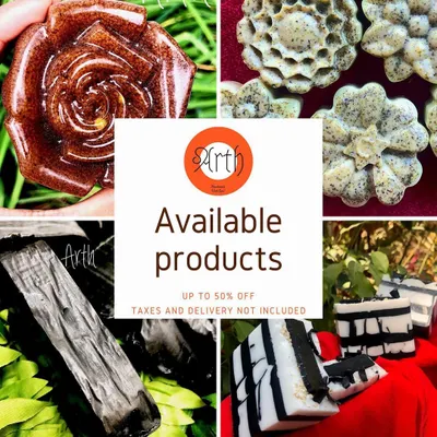 A collage of some of my available handmade soaps. Each one is crafted for different skin needs, from exfoliating to deep moisturizing.