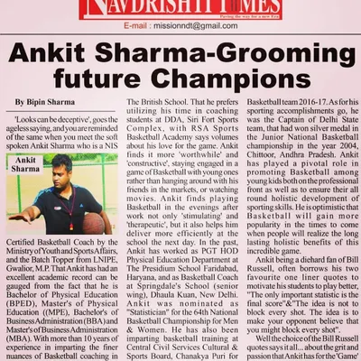 It was an honour to be featured in The Navdrishti Times for our work in grooming future champions. This article highlights our coaching philosophy and our commitment to the holistic development of young basketball players in New Delhi.