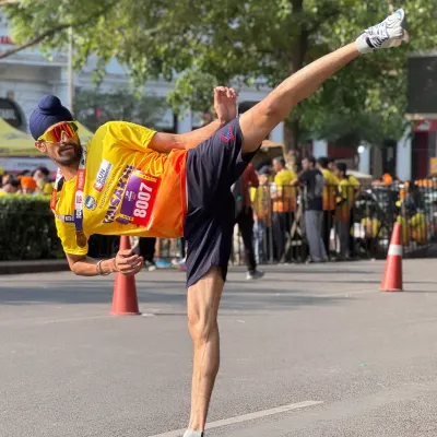 My karate training gives me the flexibility and power to excel in other disciplines. Here I am during the Super Sikh Run, where I achieved a personal best time.