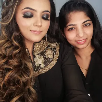 A glamorous black smokey eye with glitter, a popular look for parties and events that I teach in my advanced classes.