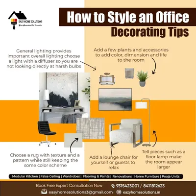 Our approach to office styling focuses on creating a balanced and efficient environment. We select key pieces like ergonomic chairs, textured rugs, and ambient floor lamps to build a workspace that is not only visually appealing but also conducive to focus and collaboration.