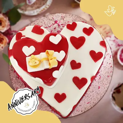 Two hearts beating as one. This unique double-heart cake was designed for Ashish and Vidushi's anniversary in Jangpura, symbolizing their shared love and connection.