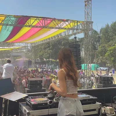 Another view from the massive Holi 2025 stage. Playing for such a huge, energetic outdoor crowd was an incredible experience.