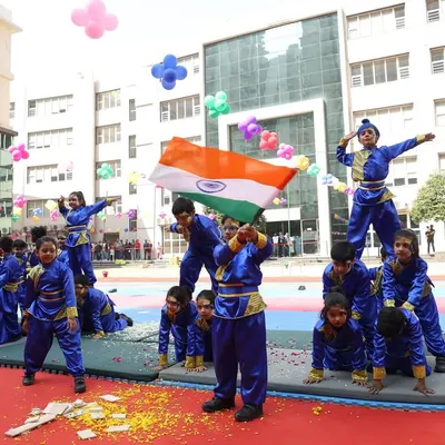Our Annual Sports Day, 'Khelchakra', is a display of talent and patriotism. Students perform a stunning human pyramid formation, culminating with the Indian flag held high.