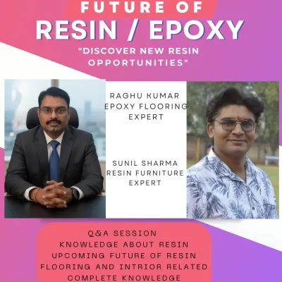 An announcement for a live Instagram webinar on the "Future of Resin/Epoxy," where I will be discussing new opportunities in resin furniture and flooring with another industry expert.