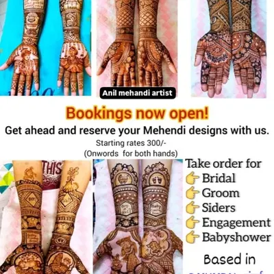 Bookings are now open! I offer mehendi for the bride, groom, family (siders), engagement parties, and baby showers. I am based in Mumbai and offer home service. Contact me to reserve your date.