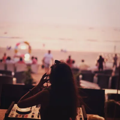 My view from the DJ booth at Elrow, Goa. Spinning tracks with the ocean breeze and the sound of waves is a different kind of magic.