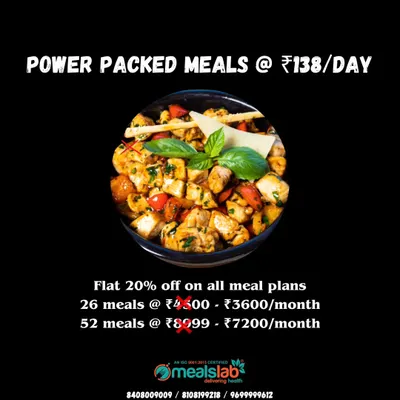 I'm currently offering a flat 20% discount on all my monthly meal plans. This makes it easier for you to get power-packed, healthy meals delivered daily without worrying about the cost. Customization is always available.