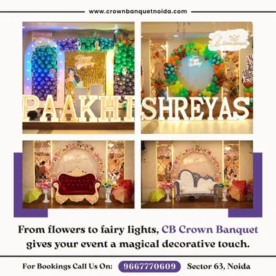 A showcase of our versatile decor. This collage displays different setups, from a kids' birthday with light-up names to an elegant engagement stage, proving we can create a magical touch for any event.