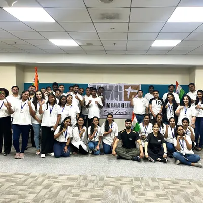 A large group of employees from a major Indian logistics organization after a self-defense workshop. Our training helps build team cohesion while teaching critical safety skills.