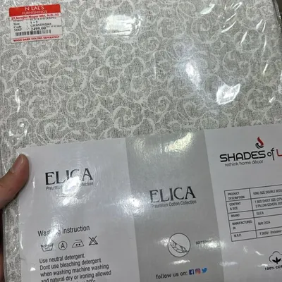 This elegant grey and white patterned bedsheet from the Elica collection is made of 100% premium cotton. The packaging includes clear washing instructions to keep your sheets feeling soft for a long time.