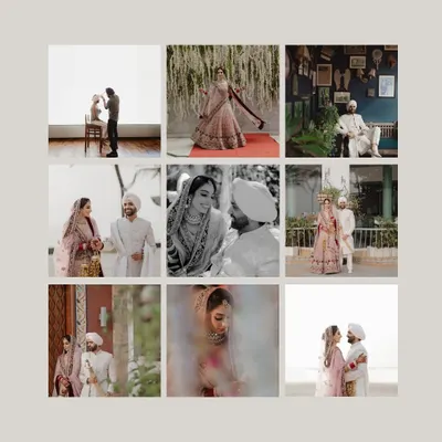 A mood board capturing the essence of Ashima and Gurpreet's beautiful Sikh wedding. From getting ready to candid portraits, it’s a collage of quiet, happy moments.