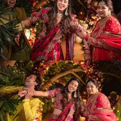 The pure, unscripted fun of a Sangeet, with the bride and her family sharing a laugh and a dance. These are the candid moments I live to capture.