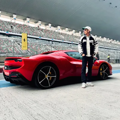 On location at the Buddh International Circuit. Standing next to a Ferrari on the track, ready for a high-speed aerial commercial shoot.