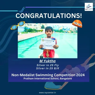 Congratulations to M Yuktha for winning two silver medals at the 2024 Non-Medalist Swimming Competition.