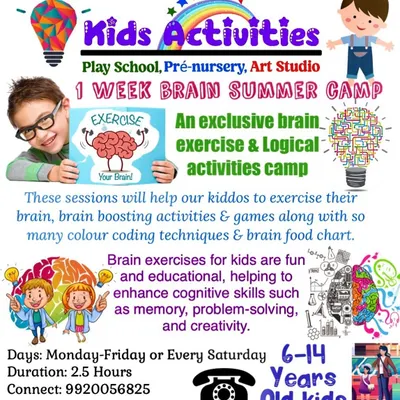 Our Brain Summer Camp is an exclusive program filled with brain exercises, logical activities, and color-coding techniques. We help kids enhance cognitive skills like memory and creativity in a fun, educational setting.