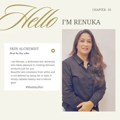 Hello, I'm Renuka. My journey started when I wanted safer, natural products for my daughter. This led me to study Ayurvedic Skincare and Herbalism, and in 2019, MadebyRen was born from a simple passion for effective, near-natural skincare.