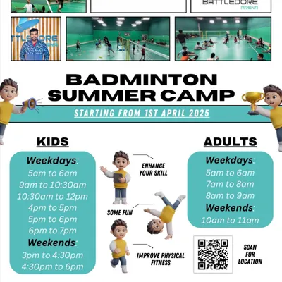 Our Badminton Summer Camp is the perfect way for kids and adults to enhance their skills, improve fitness, and have fun. Check out our weekday and weekend batch timings.