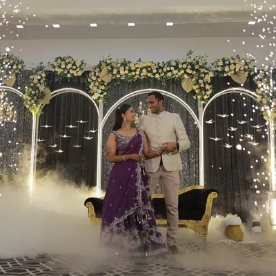 To make your couple entry truly spectacular, I can arrange for special effects like these cold pyrotechnic sparklers and a low lying fog machine. It creates a stunning visual for photos and videos.