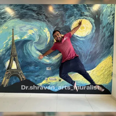 This was a dream project for me. I created my own version of Van Gogh's "Starry Night," adding the Eiffel Tower to personalize it for the client. It's a joy to bring such a famous masterpiece into someone's home.
