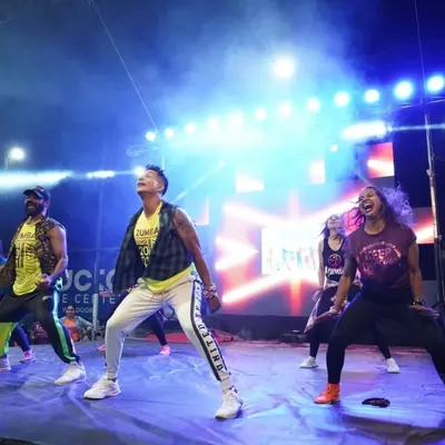 The grand finale of the Nilambur Zumba Masterclass. Leading on a big stage with my fellow instructors, we created an unforgettable night of dance and fitness for the entire community.