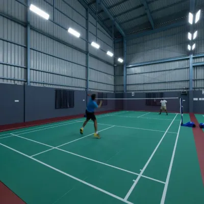 Players in action at the GOAT Club. The facility is designed with anti-glare lighting and sprung wooden flooring to provide the best possible playing experience.