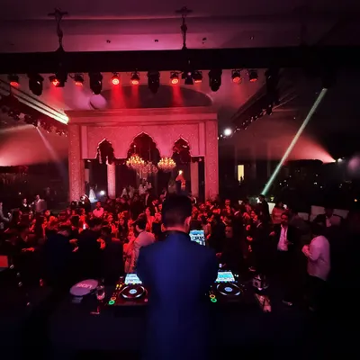 My view from the console is the best seat in the house. I love commanding the energy of a full dance floor at a wedding reception.