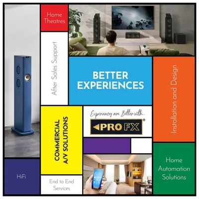 This graphic represents our holistic approach. We provide end-to-end services covering commercial AV solutions, home theaters, Hi-Fi systems, and complete home automation, all backed by expert installation, design, and after-sales support.