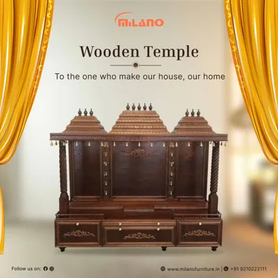 This large, intricately carved wooden temple is designed to be the spiritual heart of your home. It features multiple domes, detailed carvings, and ample storage for all your pooja essentials.