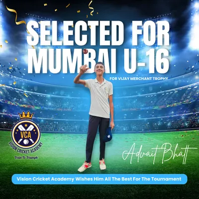 A proud moment for the academy. Advait Bhat's hard work and dedication earned him a spot in the Mumbai U-16 squad for the prestigious Vijay Merchant Trophy.