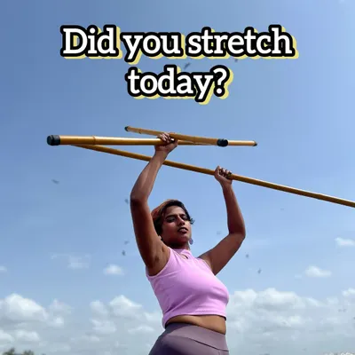 Did you stretch today? Using a staff is one of my favorite ways to get a deep shoulder and back stretch. These fitness sticks are sturdy and perfect for a pre-flow warmup.